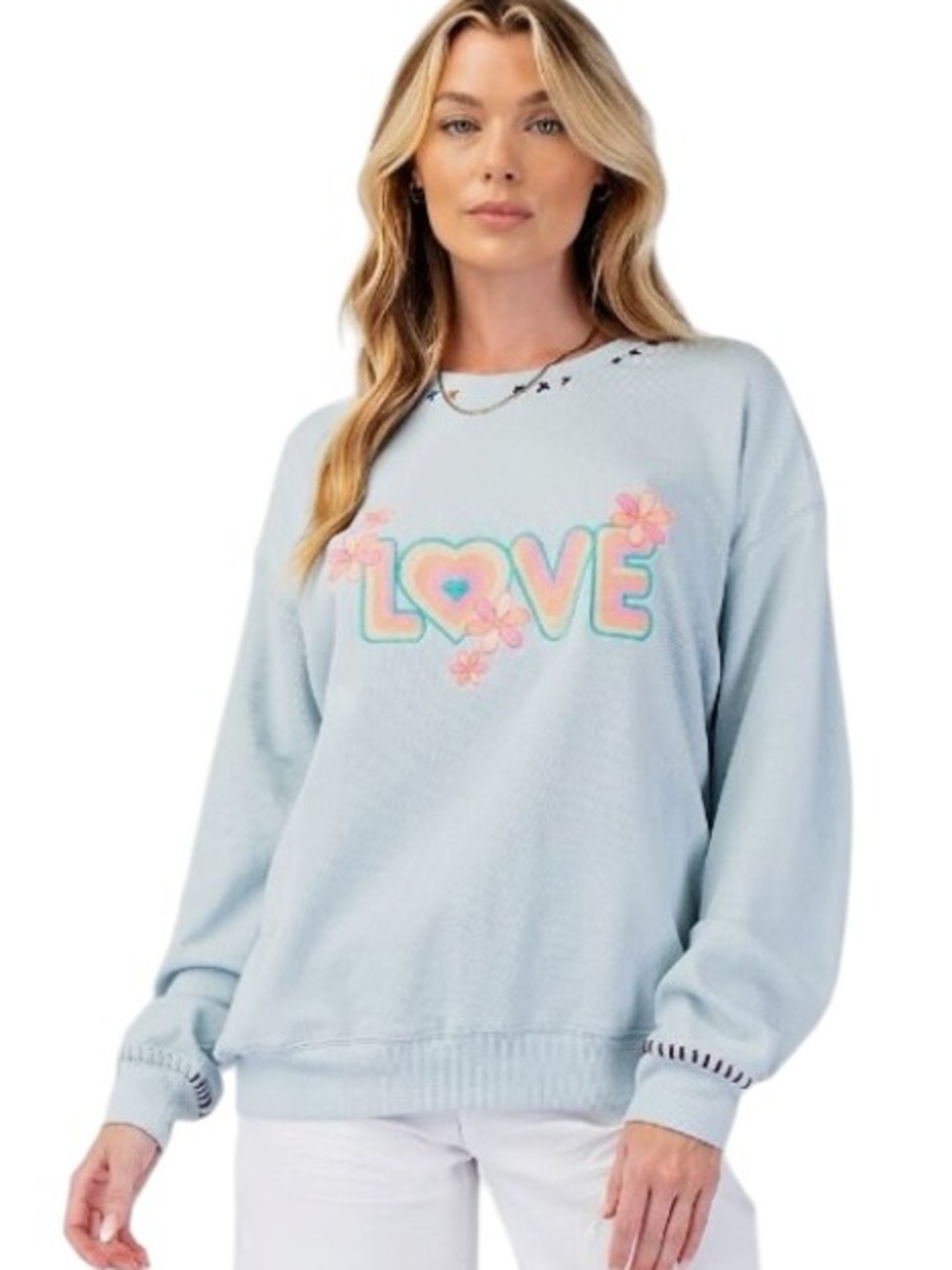 955:  EASEL NWT LIGHTWEIGHT SWEATSHIRT SKY (H31)